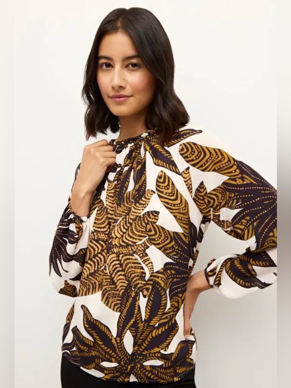 Marie Oliver Piper Silk Blouse Agave Print Size XS